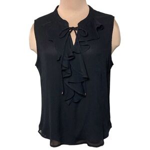 Tommy Hilfiger | Black Sleeveless Ruffle Gauze Top XL